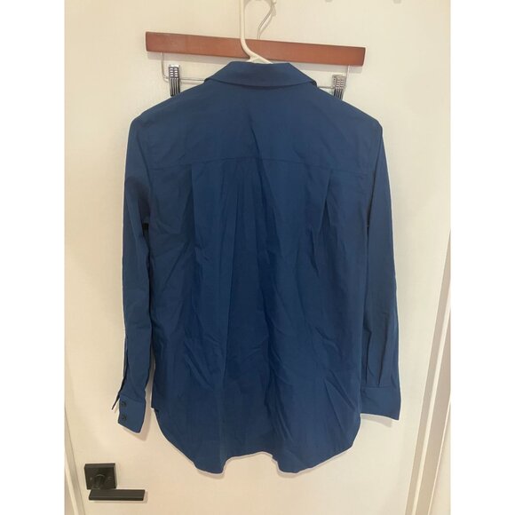 Lafayette 148 Women's Long Sleeved Button Down Dress Shirt, Blue, Small - Picture 3 of 3
